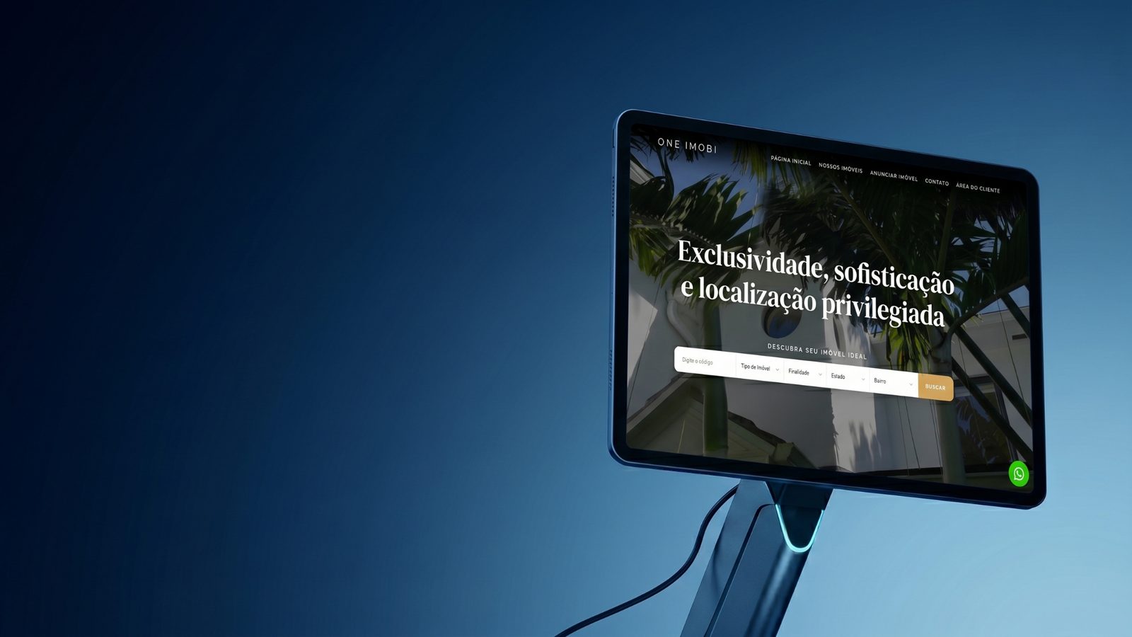 Site imobiliário aberto em um tablet