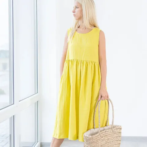 Vestido midi amarelo